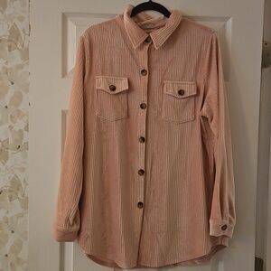 Studio 1886 Blush Pink Corduroy Utility Shacket.  Size 16